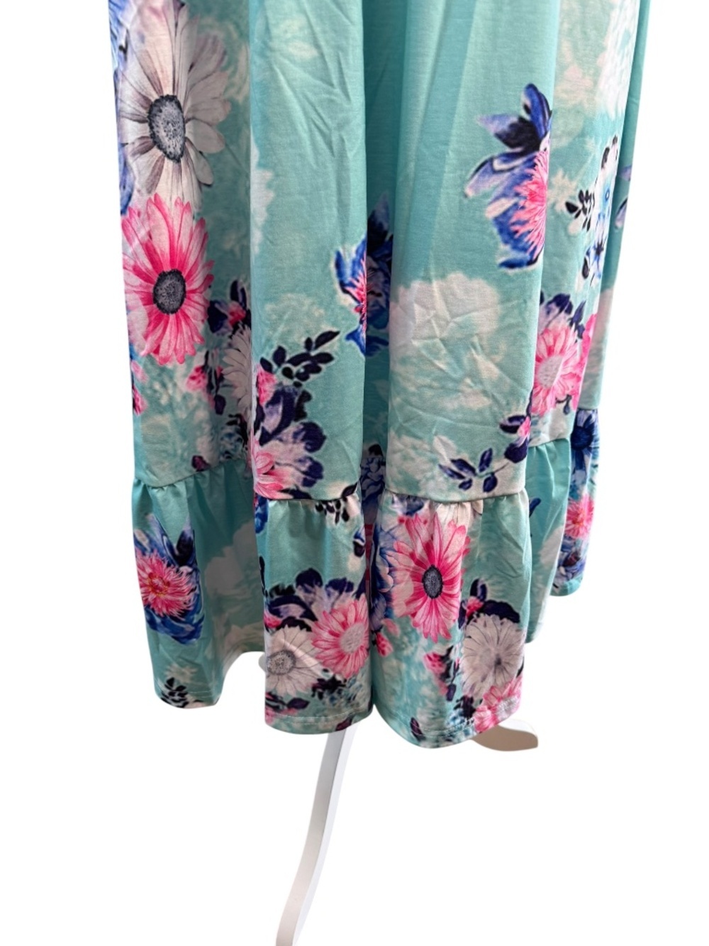 Turquoise Floral Dress Size Large Pockets - Picture 6 of 9
